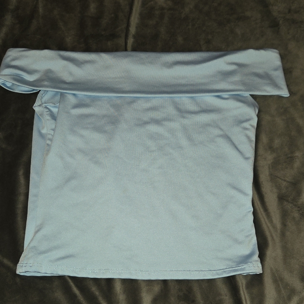 Light Blue Off-Shoulder Stretch Top